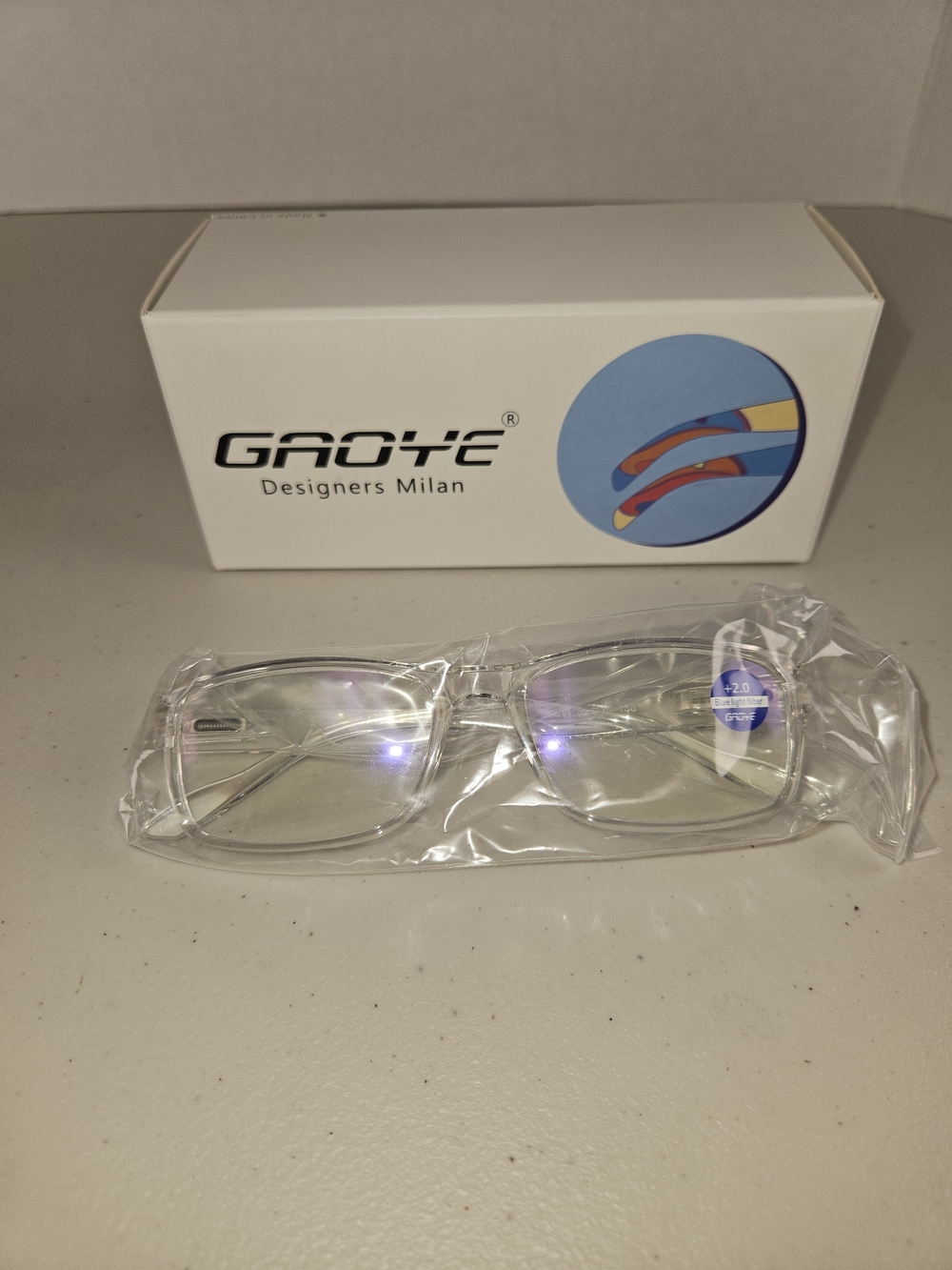 GAOYE Designere Milan  Print Clear +2.0 Light Filter Reading Glasses